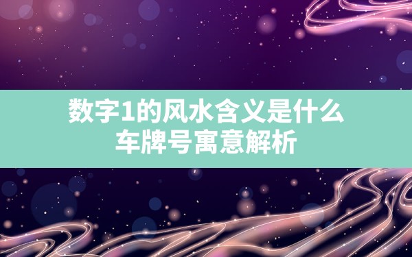 数字1的风水含义是什么,车牌号寓意解析 - 一测网