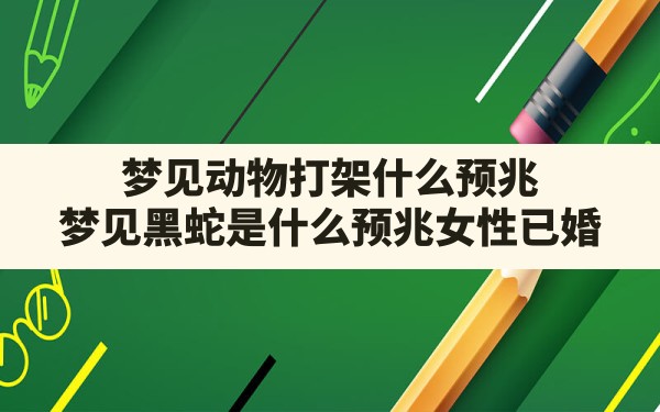 梦见动物打架什么预兆,梦见黑蛇是什么预兆 女性已婚 - 一测网