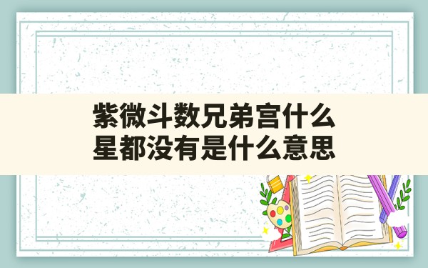 紫微斗数兄弟宫什么星都没有是什么意思(紫微斗数天机星在命宫) - 一测网