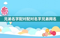 兄弟名字配对,配对名字兄弟网名