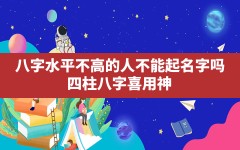 八字水平不高的人不能起名字吗_四柱八字喜用神