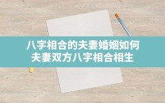 八字相合的夫妻婚姻如何_夫妻双方八字相合相生