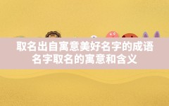 取名 出自 寓意 美好 名字的成语_名字取名的寓意和含义