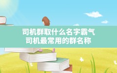 司机群取什么名字霸气,司机最常用的群名称