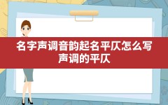 名字声调音韵起名平仄怎么写_声调的平仄