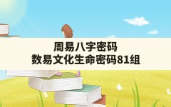 周易八字密码,数易文化生命密码81组