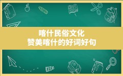 喀什民俗文化(赞美喀什的好词好句)