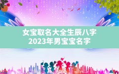 女宝取名大全生辰八字(2023年男宝宝名字)