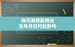 梅花易数能用出生年月日时起卦吗,按时间起卦方法