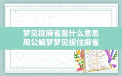 梦见捉麻雀是什么意思(周公解梦梦见捉住麻雀)