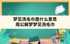 梦见洗毛巾是什么意思(周公解梦梦见洗毛巾)