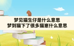 梦见猫生仔是什么意思,梦到猫下了很多猫崽什么意思