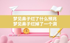 梦见鼻子烂了什么预兆,梦见鼻子烂掉了一个洞