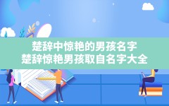 楚辞中惊艳的男孩名字(楚辞惊艳男孩取自名字大全)