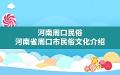 河南周口民俗,河南省周口市民俗文化介绍