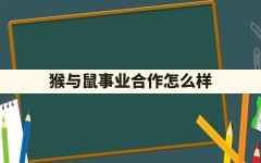 猴与鼠事业合作怎么样