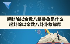 起卦除以余数八卦卦象是什么,起卦除以余数八卦卦象解释