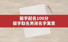 骏字起名100分,骏字取名男孩名字寓意