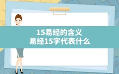 15易经的含义,易经15字代表什么